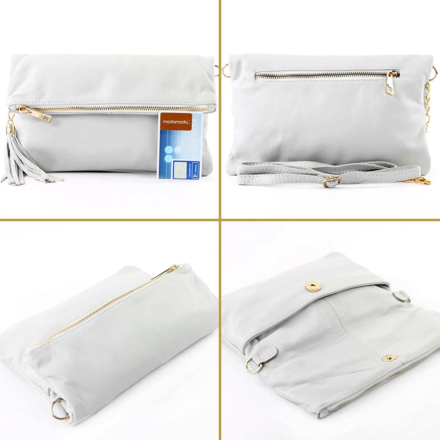 modamoda de - T54 - ital Kleine Clutch aus Nappaleder