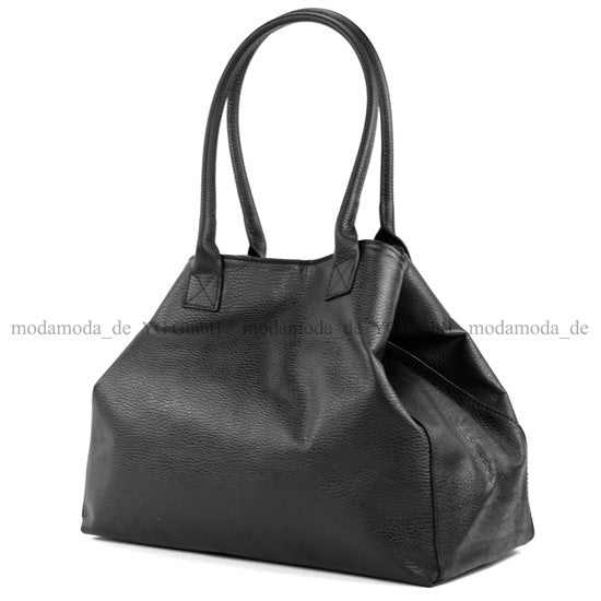 modamoda de - T60 -  ital Damen Schultertasche aus Leder Groß
