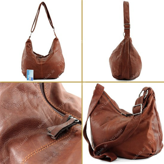 modamoda de - T81 -  ital. Handtasche  Schultertasche Echt Nappaleder Tasche