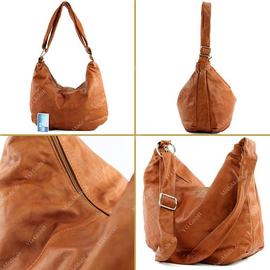 modamoda de - T81 -  ital. Handtasche  Schultertasche Echt Nappaleder Tasche