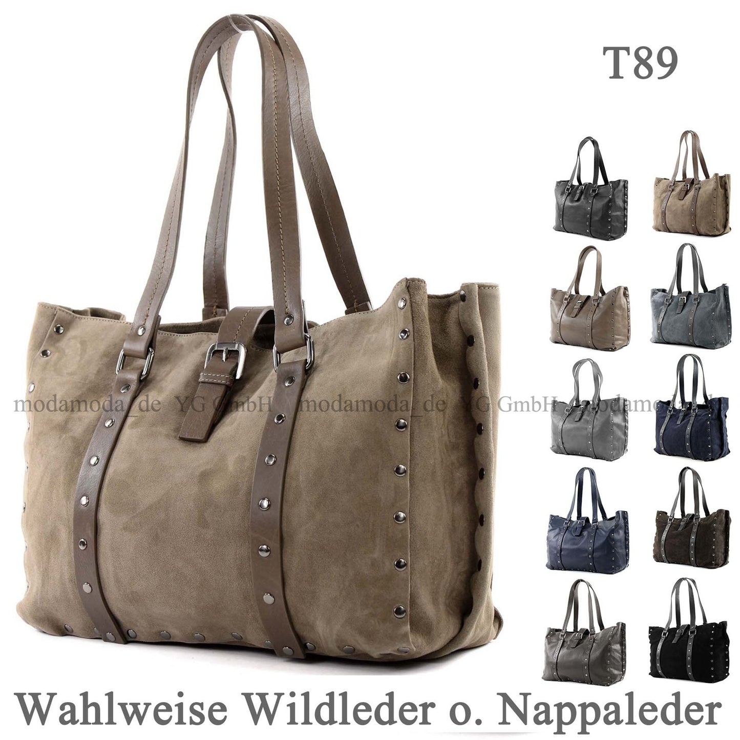 modamoda de - T89 - ital Shopper aus Nappaleder / Wildleder