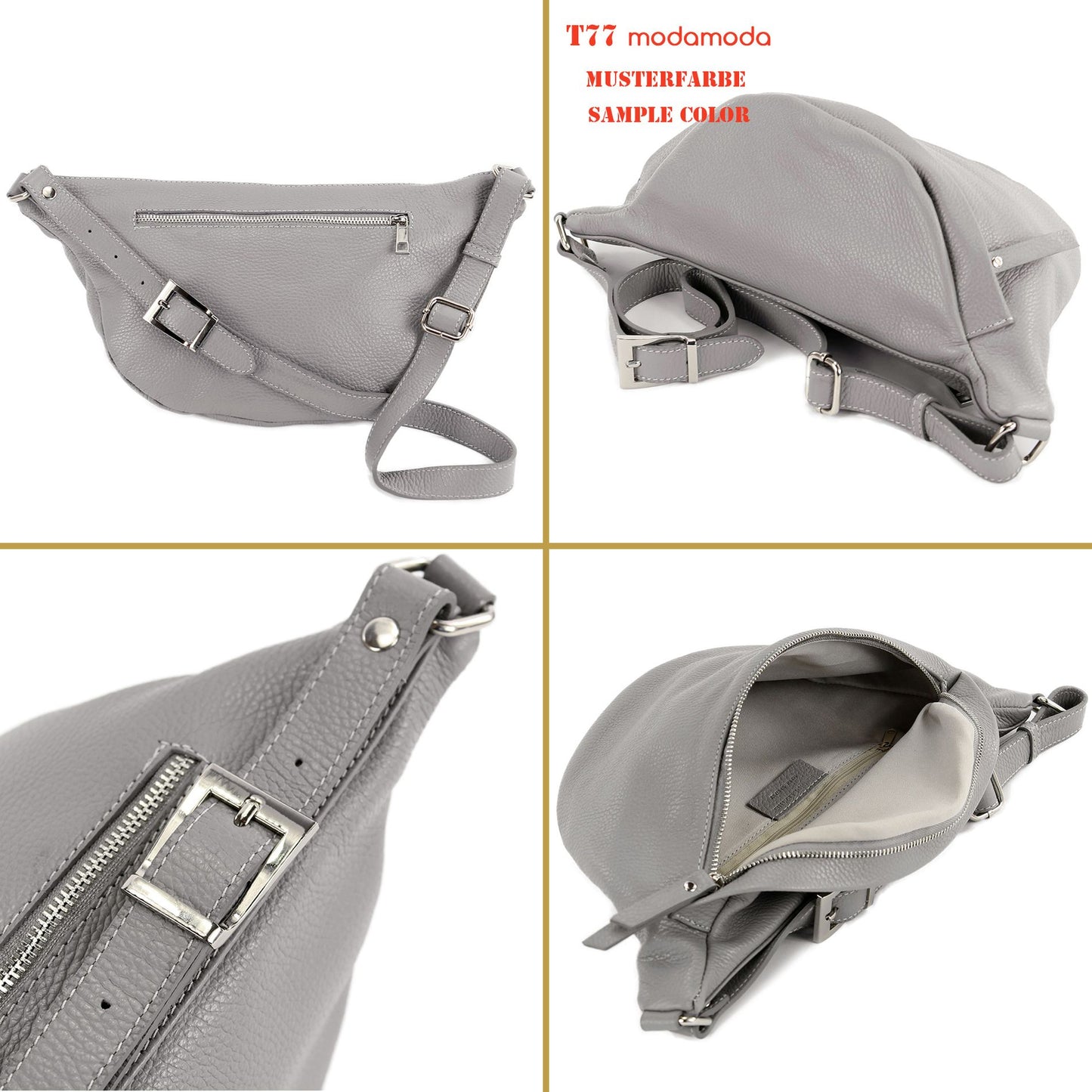 modamoda de - T77 -  ital. Hüfttasche Bauchtasche Brusttasche Large aus weichem Leder