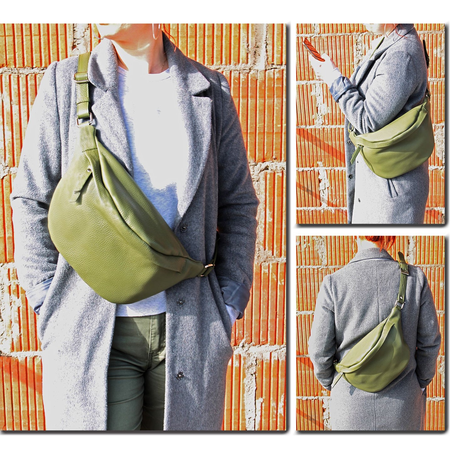 modamoda de - T77 -  ital. Hüfttasche Bauchtasche Brusttasche Large aus weichem Leder