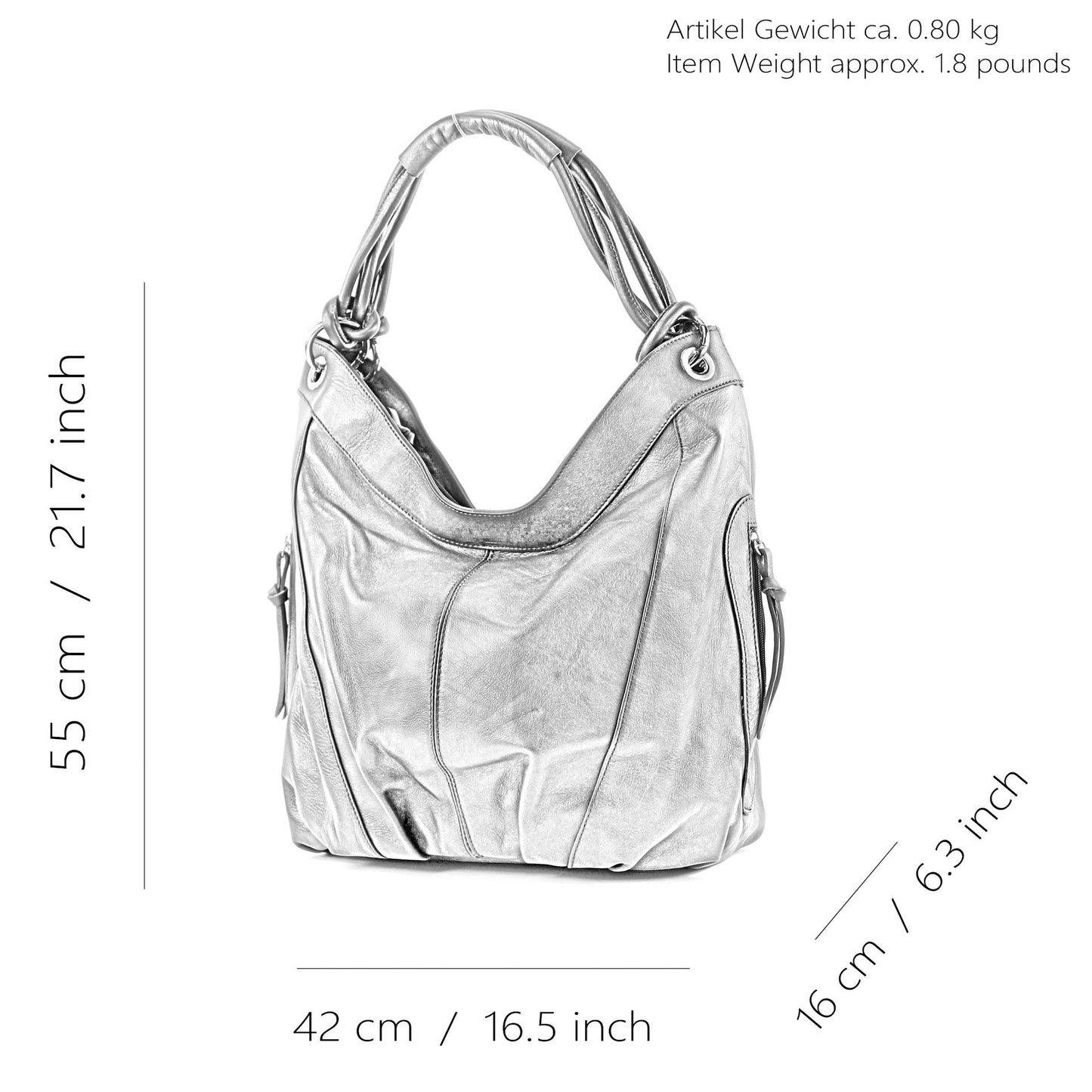 modamoda de - Z18 - ital Damenhandtasche aus Leder/Nappaleder