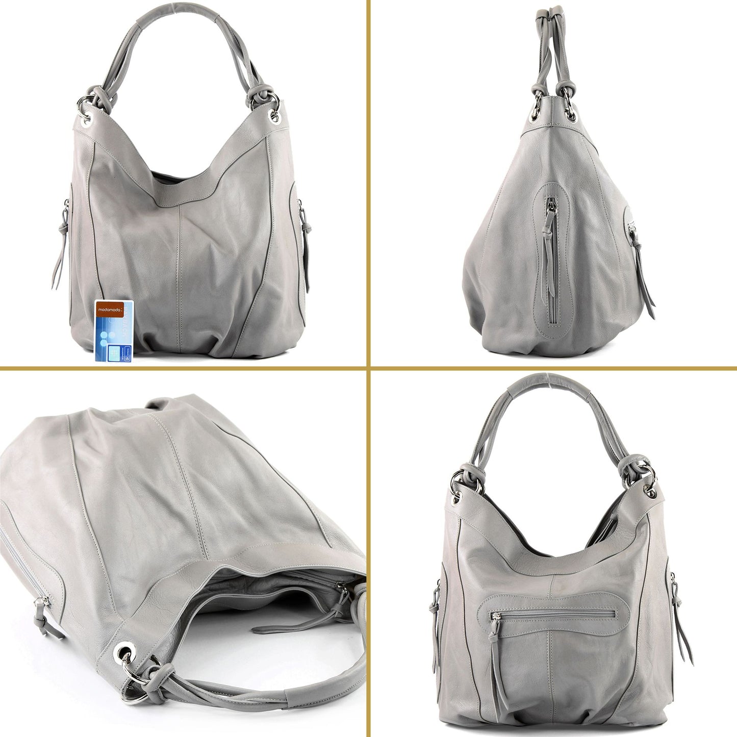 modamoda de - Z18 - ital Damenhandtasche aus Leder/Nappaleder