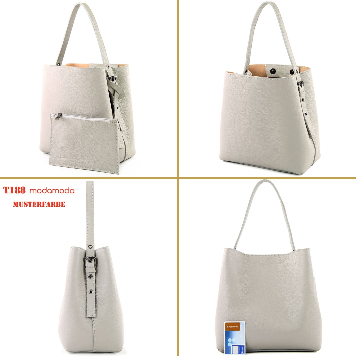 modamoda de - T188 - ital. Shopper Henkeltasche aus Leder