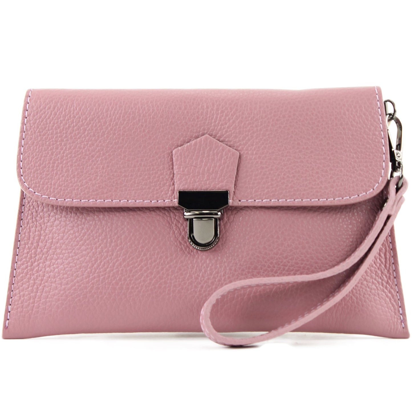 modamoda de T190 Damen Leder Clutch Handgelenktasche Schultertasche mit Kette handmade in Italy