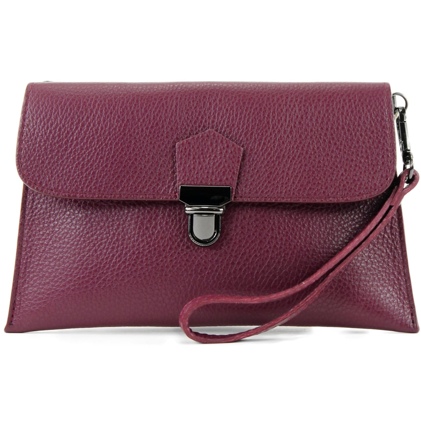 modamoda de T190 Damen Leder Clutch Handgelenktasche Schultertasche mit Kette handmade in Italy