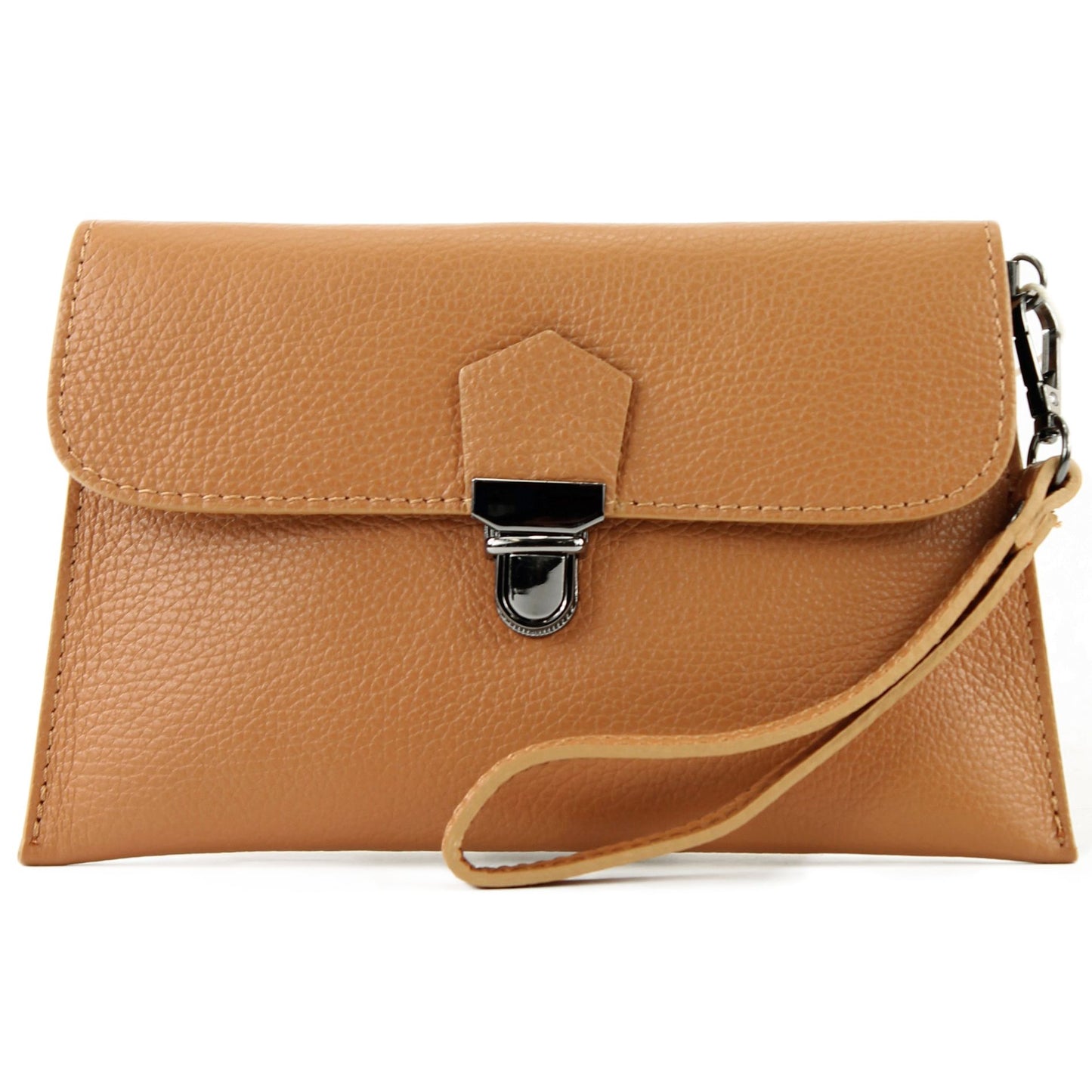 modamoda de T190 Damen Leder Clutch Handgelenktasche Schultertasche mit Kette handmade in Italy