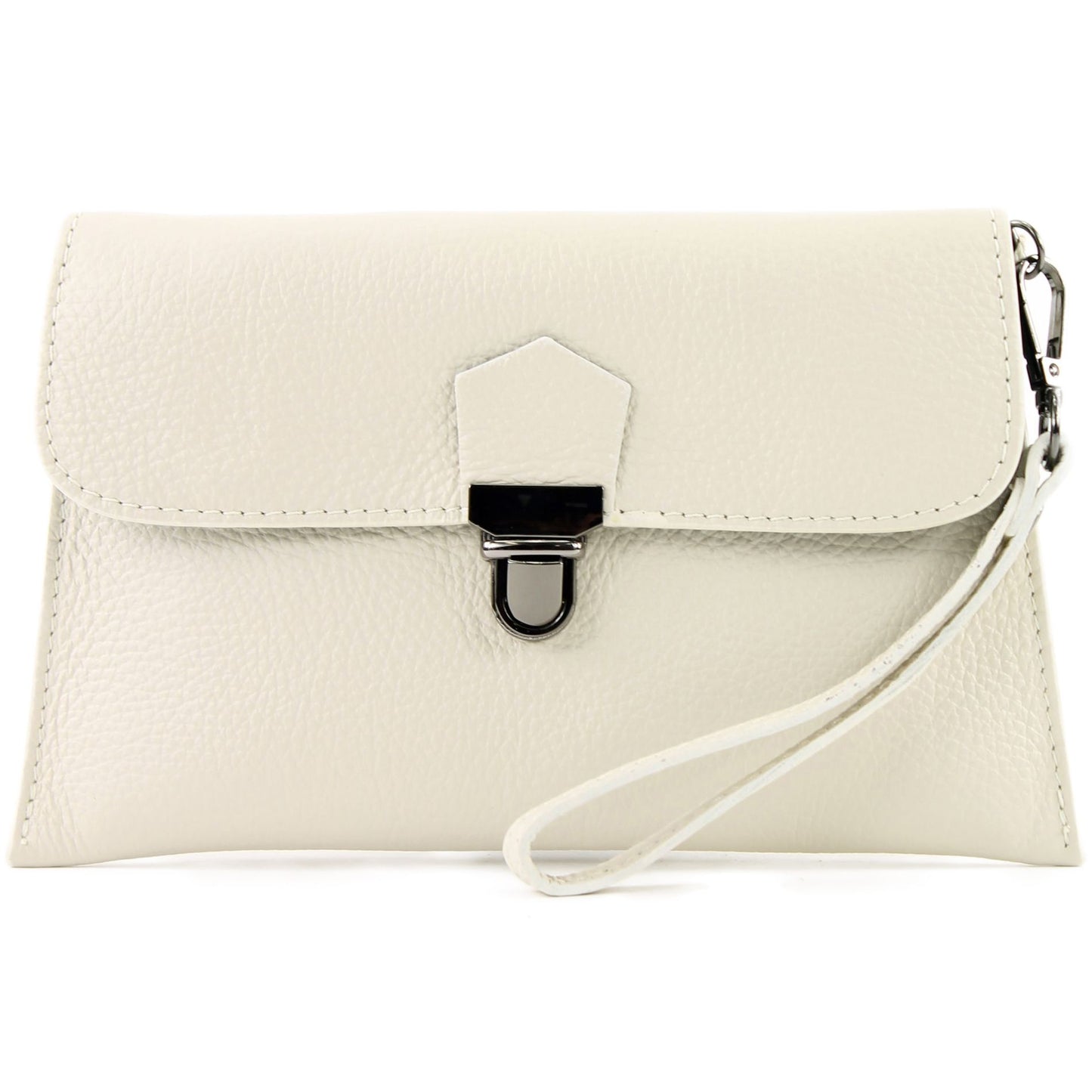modamoda de T190 Damen Leder Clutch Handgelenktasche Schultertasche mit Kette handmade in Italy