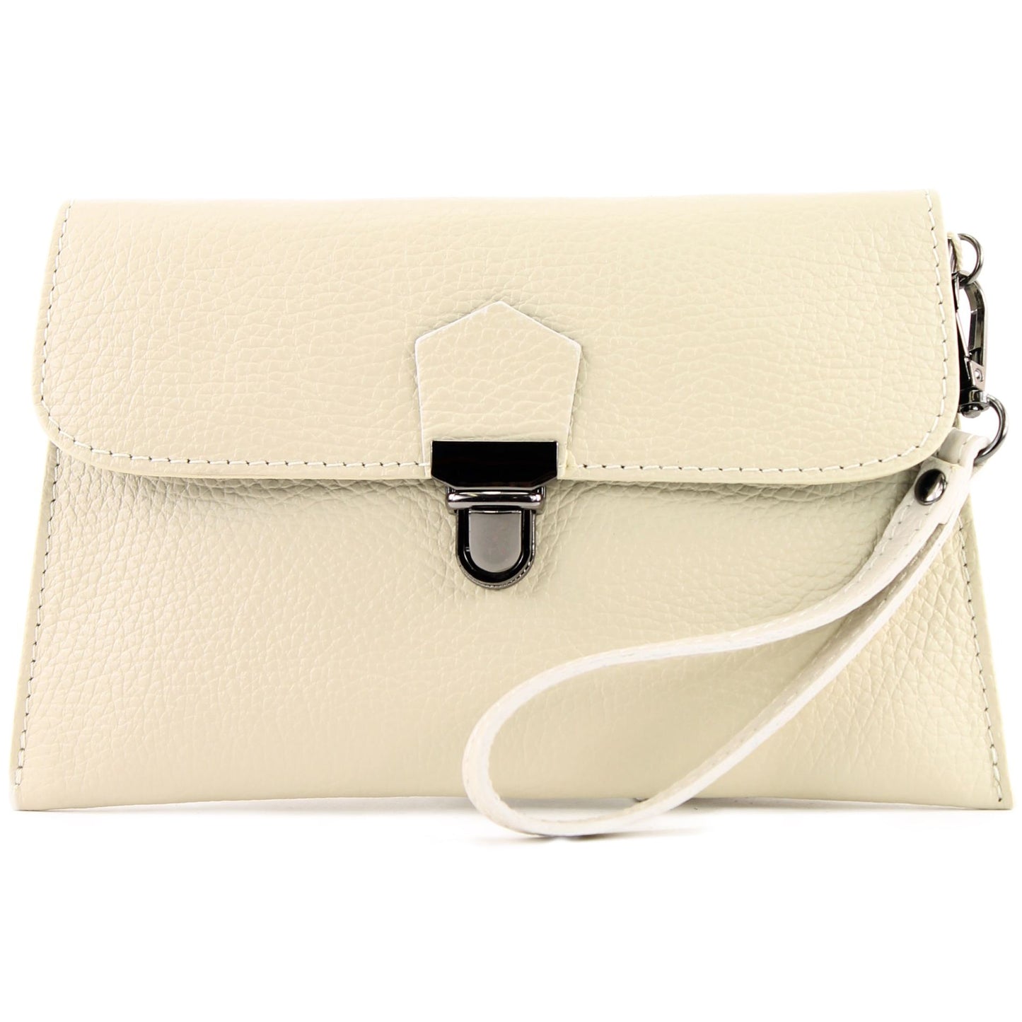 modamoda de T190 Damen Leder Clutch Handgelenktasche Schultertasche mit Kette handmade in Italy