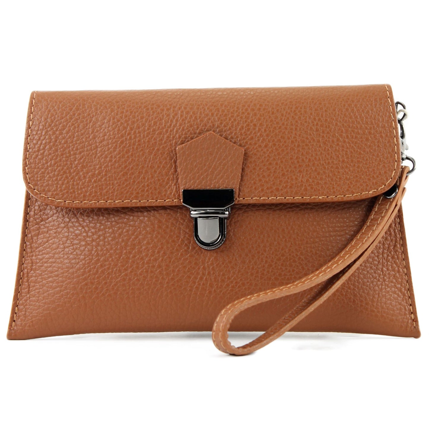 modamoda de T190 Damen Leder Clutch Handgelenktasche Schultertasche mit Kette handmade in Italy
