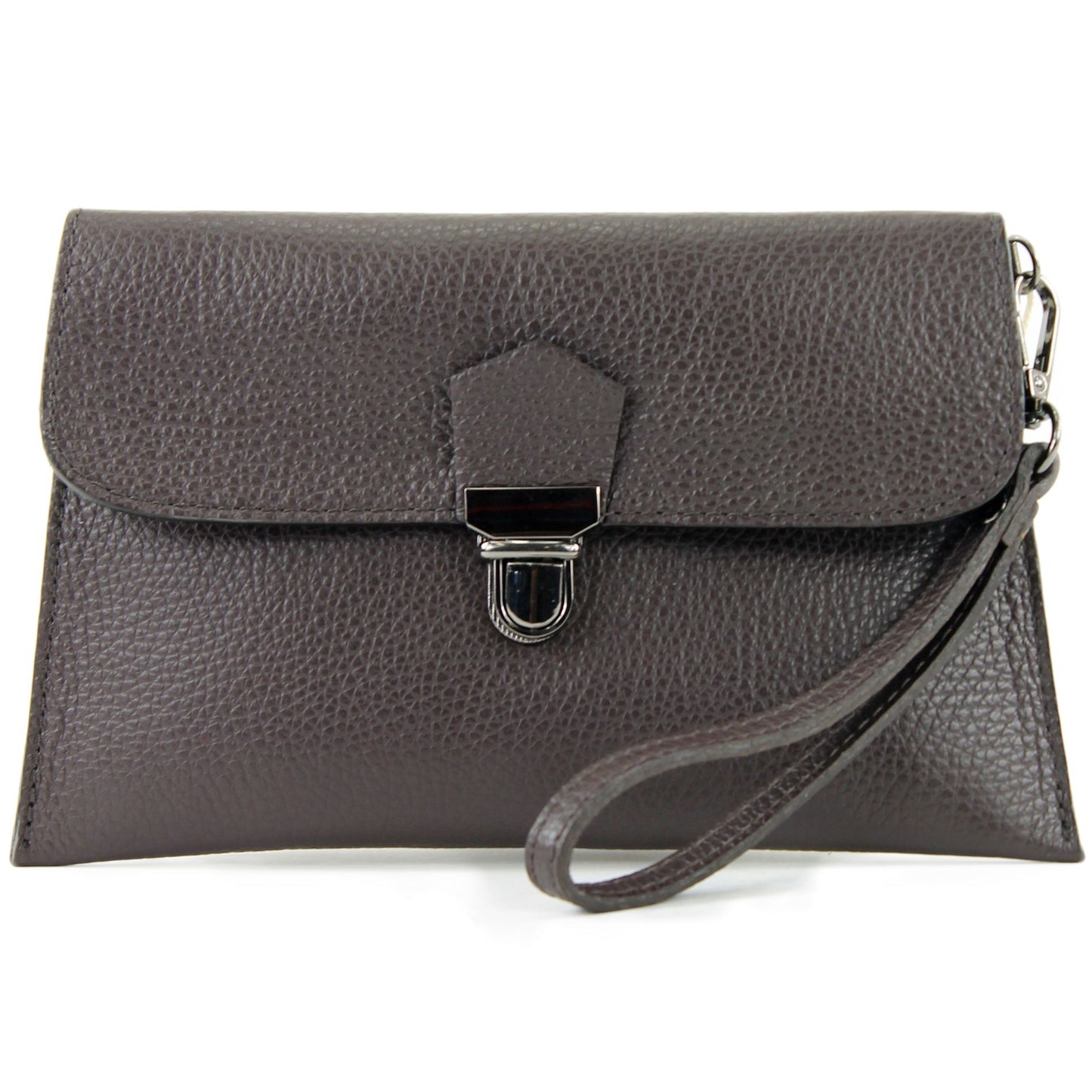 modamoda de T190 Damen Leder Clutch Handgelenktasche Schultertasche mit Kette handmade in Italy