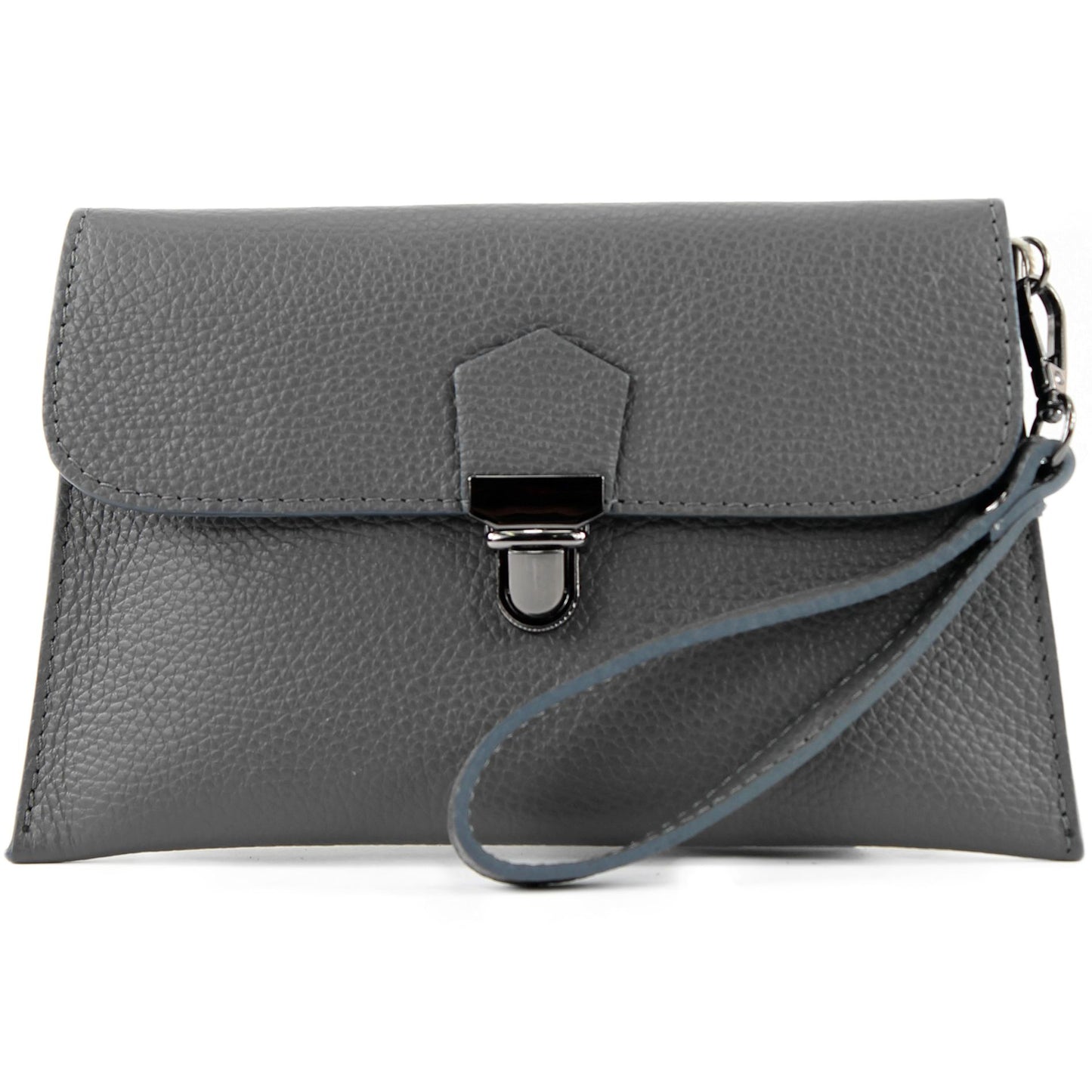 modamoda de T190 Damen Leder Clutch Handgelenktasche Schultertasche mit Kette handmade in Italy