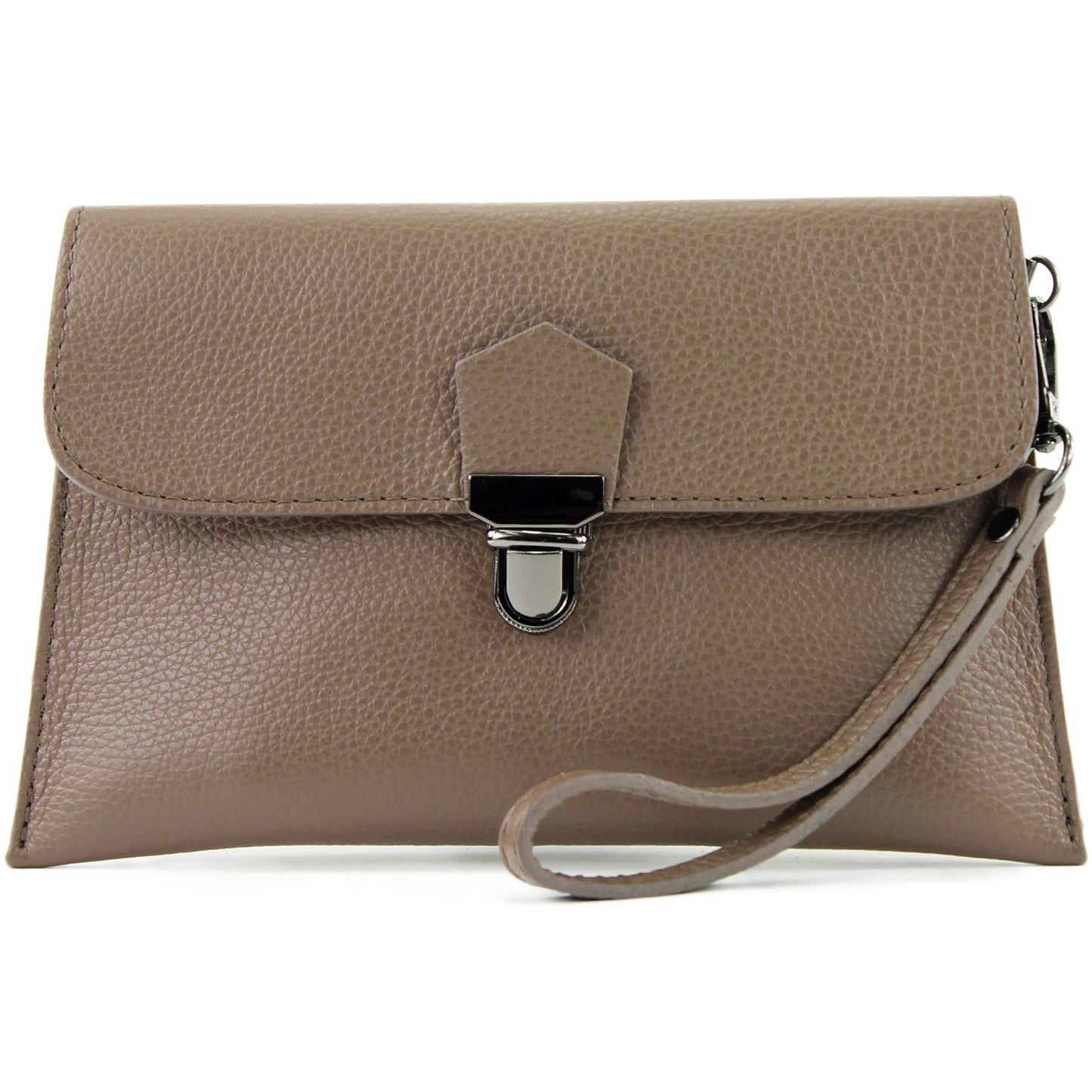 modamoda de T190 Damen Leder Clutch Handgelenktasche Schultertasche mit Kette handmade in Italy