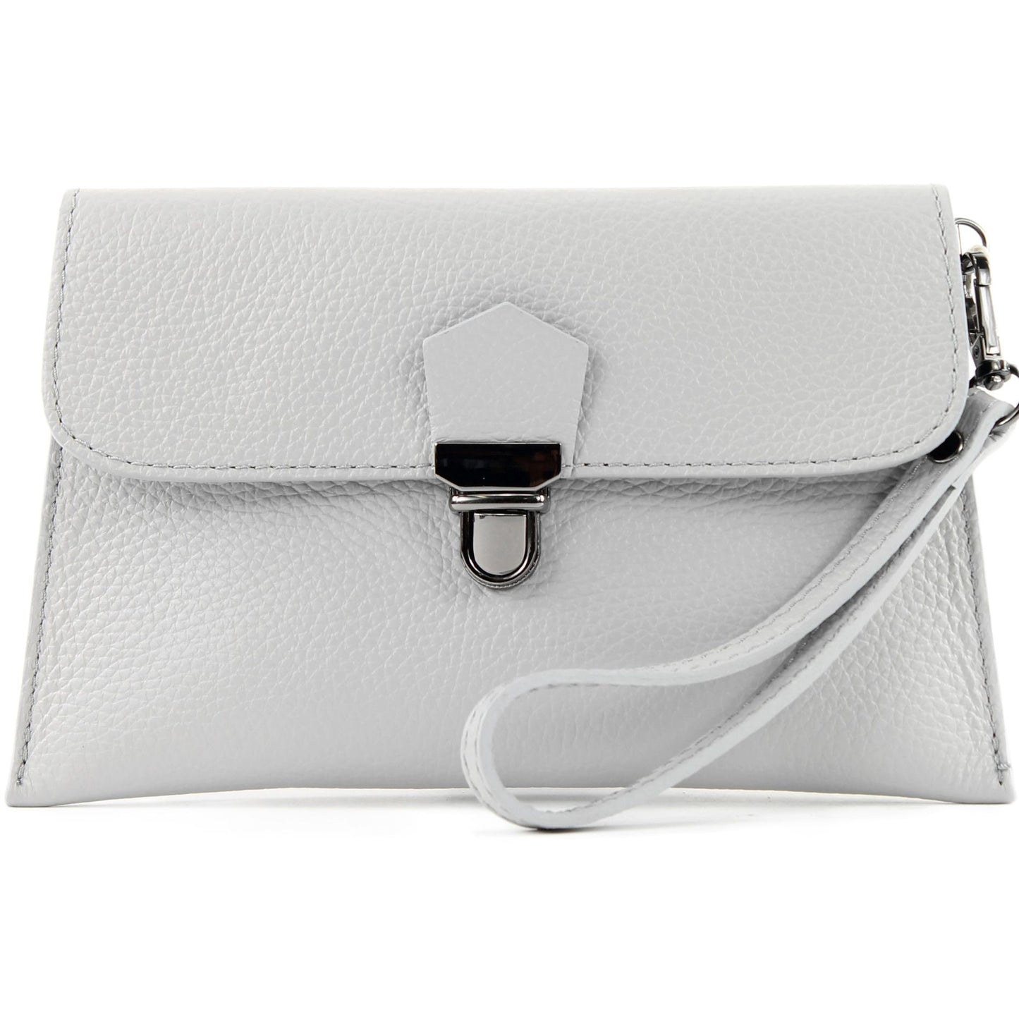 modamoda de T190 Damen Leder Clutch Handgelenktasche Schultertasche mit Kette handmade in Italy