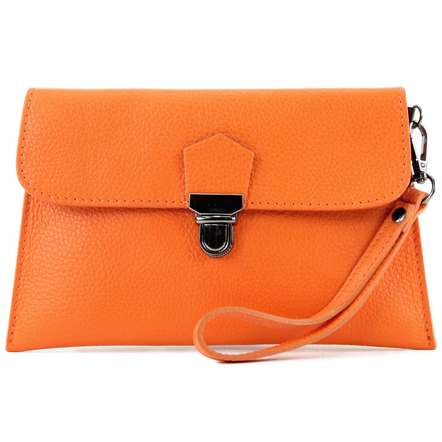 modamoda de T190 Damen Leder Clutch Handgelenktasche Schultertasche mit Kette handmade in Italy