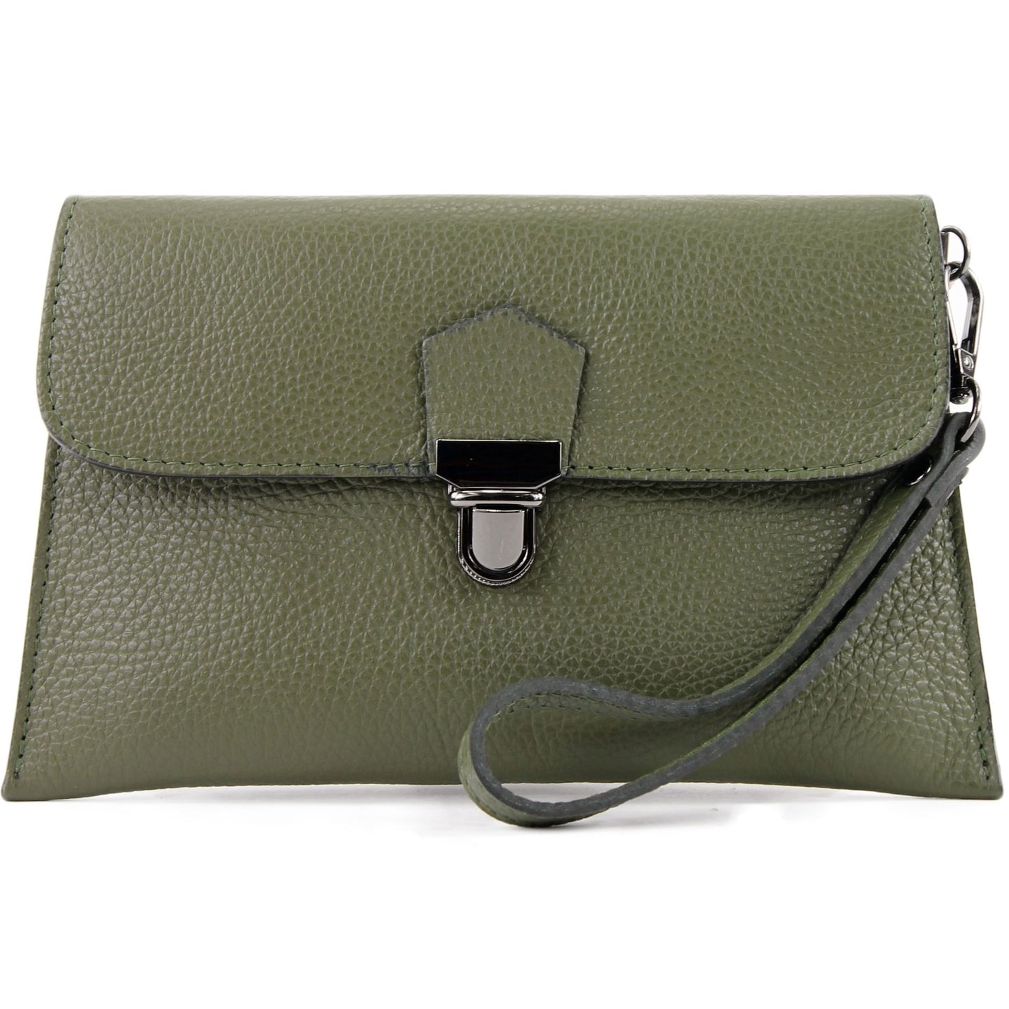 modamoda de T190 Damen Leder Clutch Handgelenktasche Schultertasche mit Kette handmade in Italy