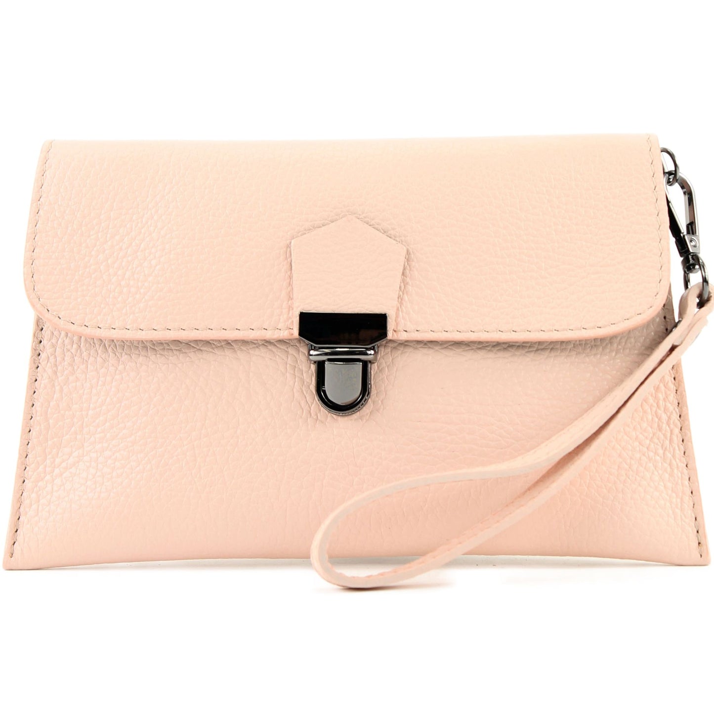 modamoda de T190 Damen Leder Clutch Handgelenktasche Schultertasche mit Kette handmade in Italy