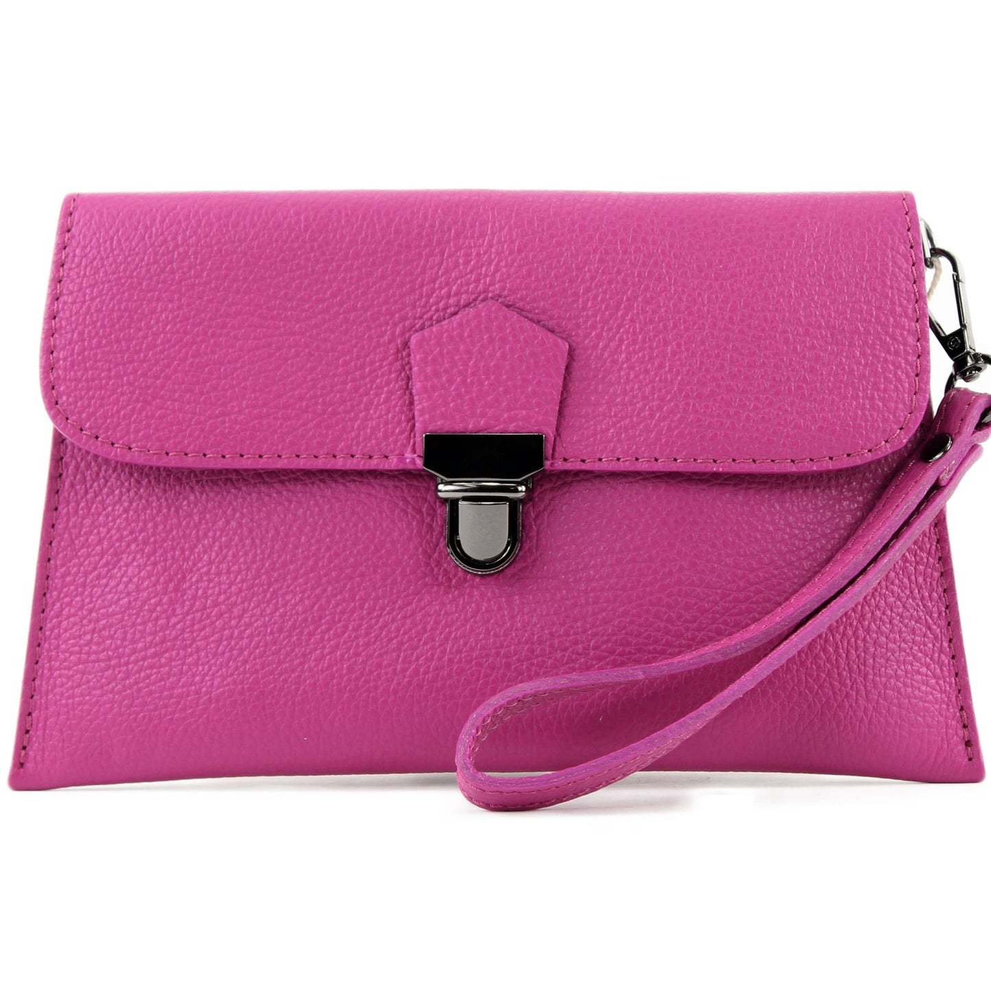 modamoda de T190 Damen Leder Clutch Handgelenktasche Schultertasche mit Kette handmade in Italy