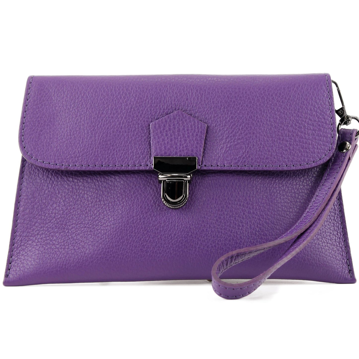 modamoda de T190 Damen Leder Clutch Handgelenktasche Schultertasche mit Kette handmade in Italy