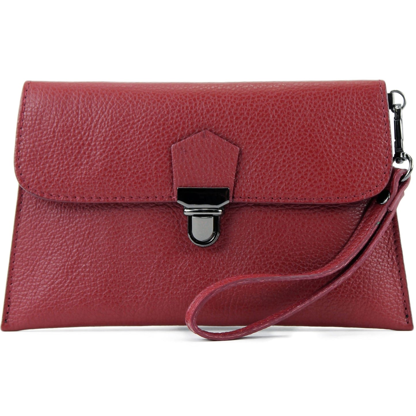 modamoda de T190 Damen Leder Clutch Handgelenktasche Schultertasche mit Kette handmade in Italy