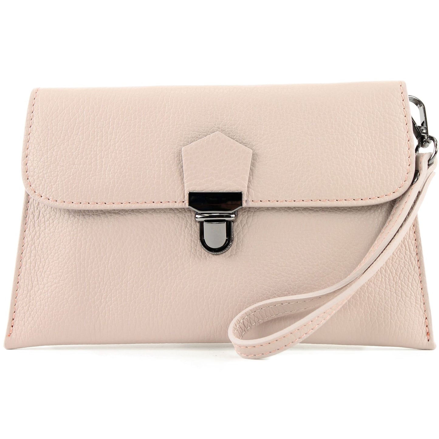 modamoda de T190 Damen Leder Clutch Handgelenktasche Schultertasche mit Kette handmade in Italy
