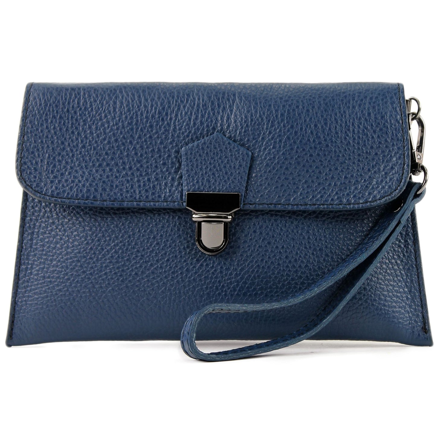 modamoda de T190 Damen Leder Clutch Handgelenktasche Schultertasche mit Kette handmade in Italy
