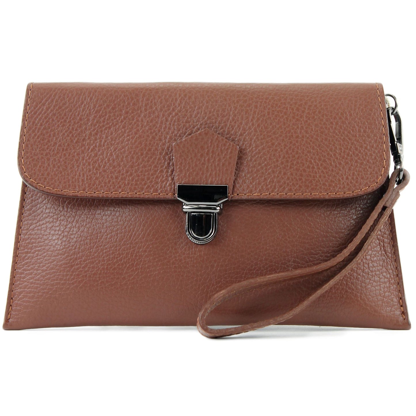 modamoda de T190 Damen Leder Clutch Handgelenktasche Schultertasche mit Kette handmade in Italy