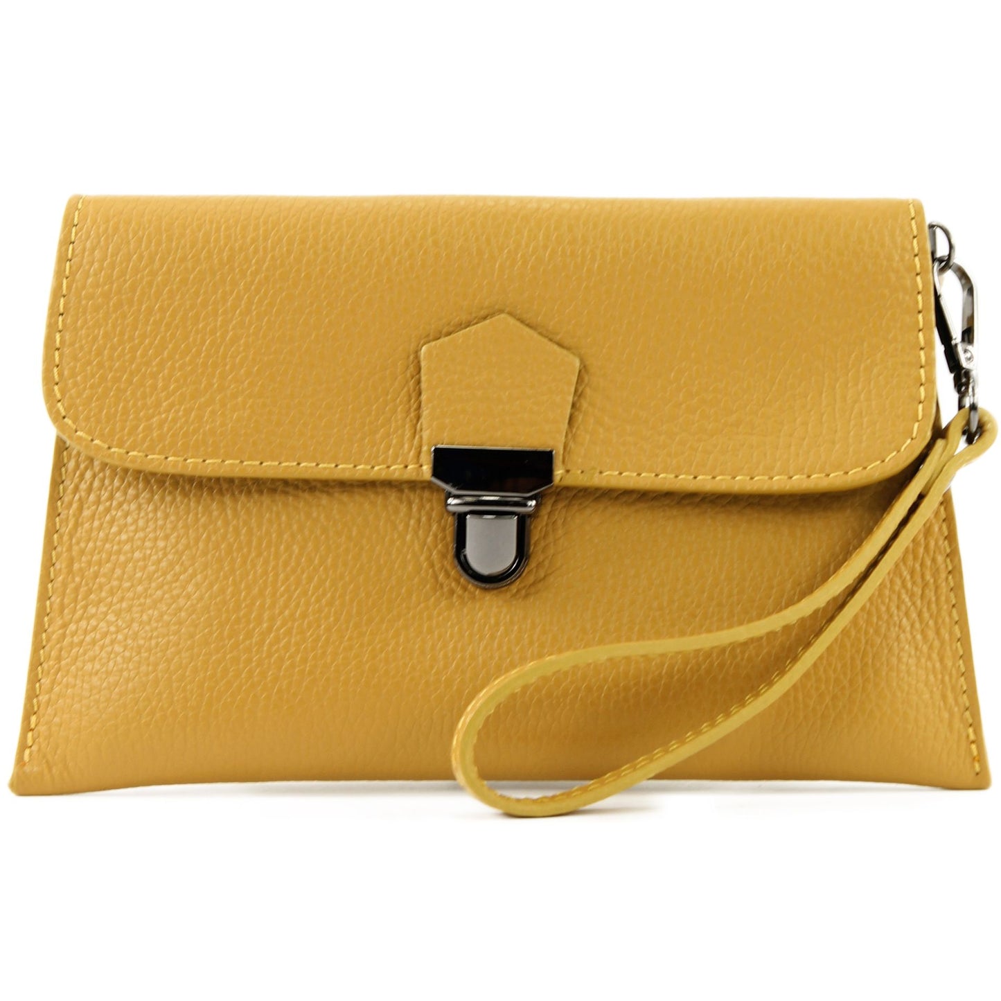 modamoda de T190 Damen Leder Clutch Handgelenktasche Schultertasche mit Kette handmade in Italy
