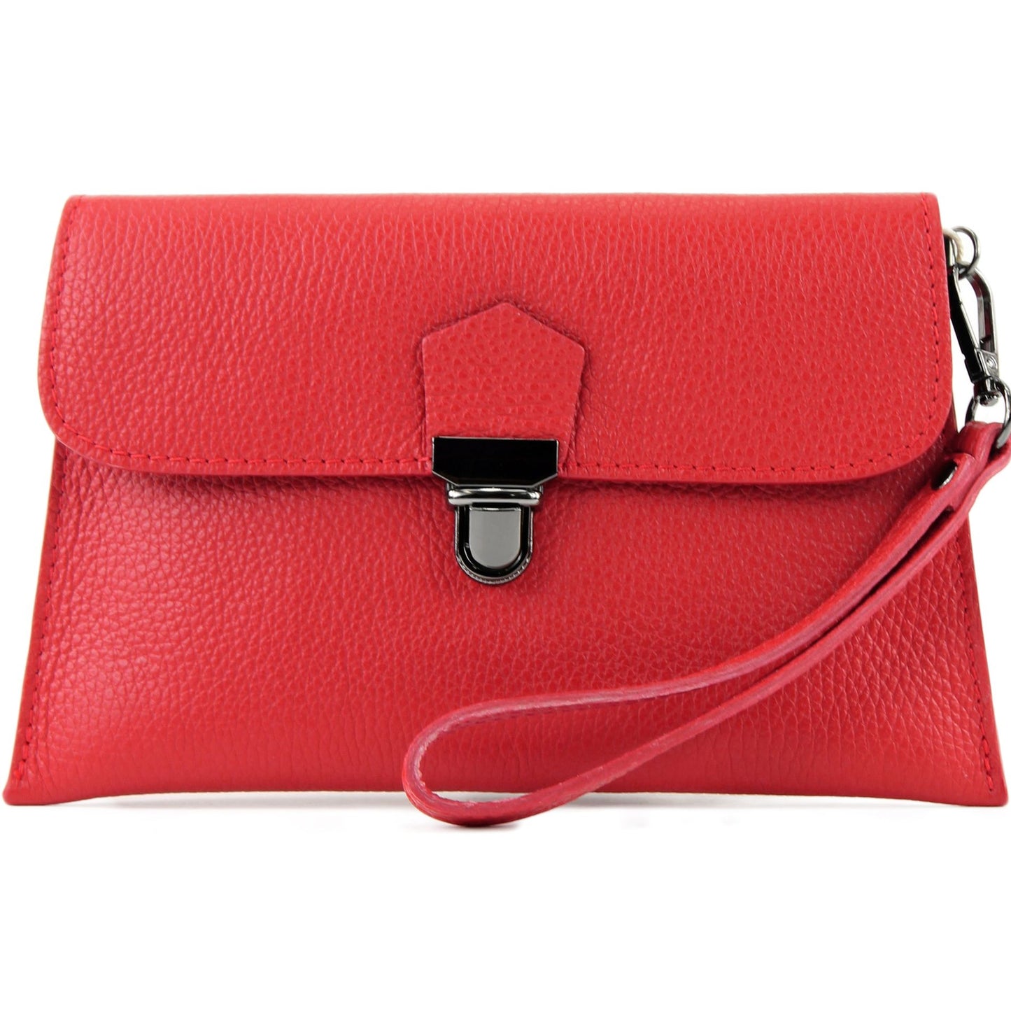 modamoda de T190 Damen Leder Clutch Handgelenktasche Schultertasche mit Kette handmade in Italy