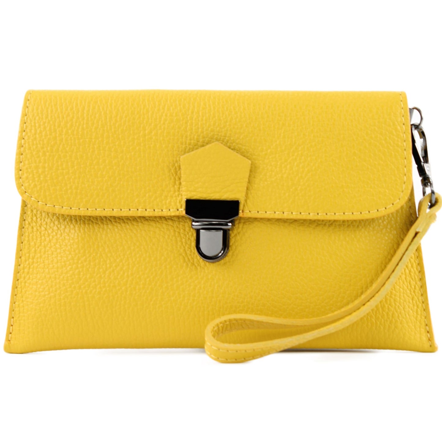 modamoda de T190 Damen Leder Clutch Handgelenktasche Schultertasche mit Kette handmade in Italy