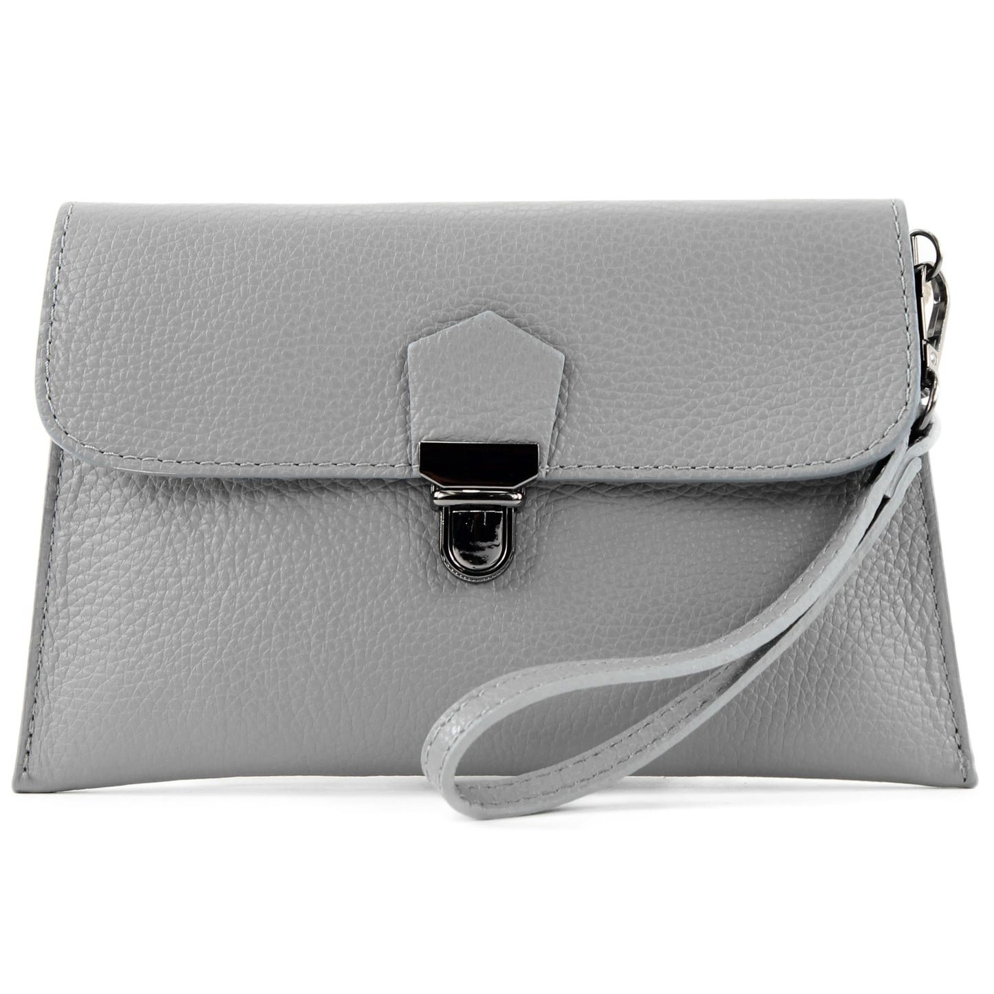 modamoda de T190 Damen Leder Clutch Handgelenktasche Schultertasche mit Kette handmade in Italy