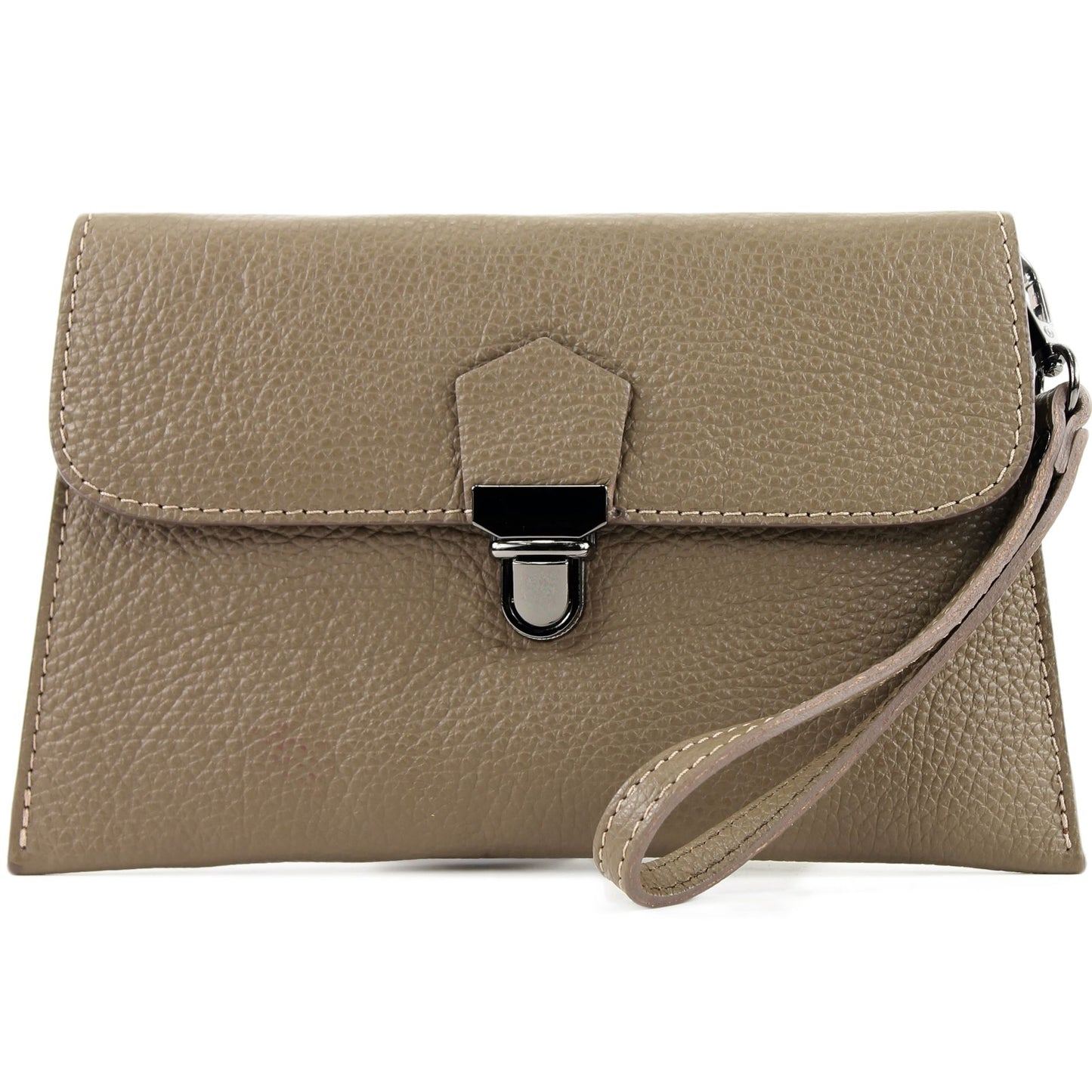 modamoda de T190 Damen Leder Clutch Handgelenktasche Schultertasche mit Kette handmade in Italy