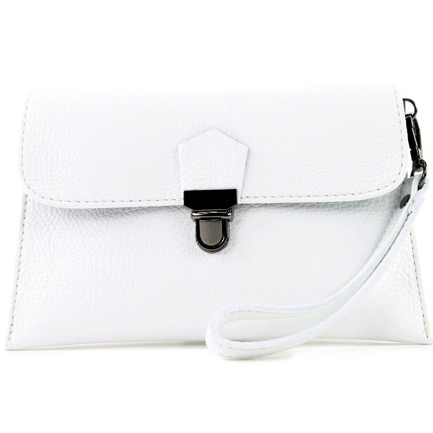 modamoda de T190 Damen Leder Clutch Handgelenktasche Schultertasche mit Kette handmade in Italy