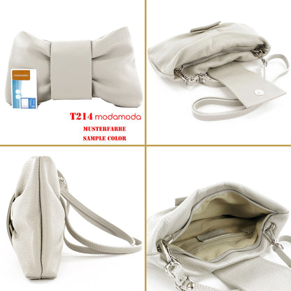 modamoda de T214 Damen Leder Umhängetasche Clutch Schultertasche Schleife handmade in Italy