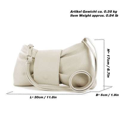 modamoda de T214 Damen Leder Umhängetasche Clutch Schultertasche Schleife handmade in Italy