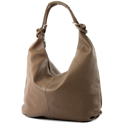 modamoda de - 337 - Damen Schultertasche Shopper Leder made in Italy