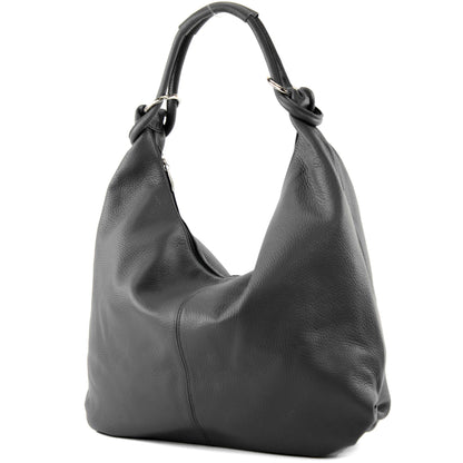 modamoda de - 337 - Damen Schultertasche Shopper Leder made in Italy