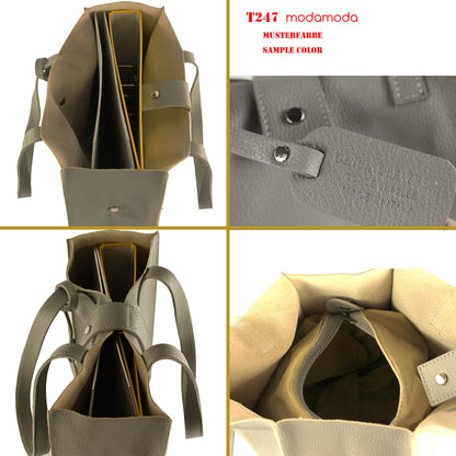 modamoda de - T247 -  Ital. Leder Shopper mit herausnehmbarer Innentasche