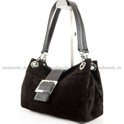 modamoda de - TL02 -  ital Kleine Henkeltasche aus Wildleder