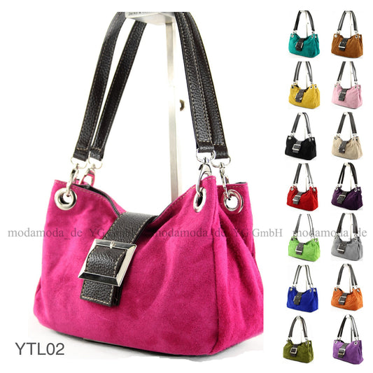 modamoda de - TL02 -  ital Kleine Henkeltasche aus Wildleder