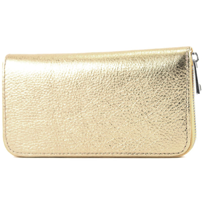 modamoda de SILBER-P02 Damen Leder Geldbörse Portemonnaie lang Handmade in Italy