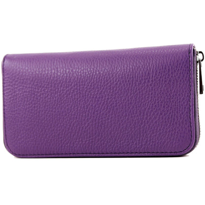 modamoda de SILBER-P02 Damen Leder Geldbörse Portemonnaie lang Handmade in Italy