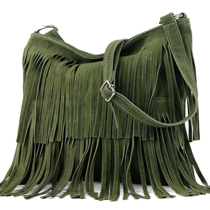 modamoda de T125 Damen Leder Wildleder Schultertasche Umhängetasche handmade in Italy