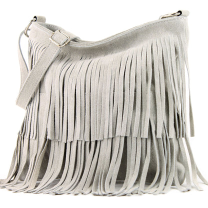 modamoda de T125 Damen Leder Wildleder Schultertasche Umhängetasche handmade in Italy