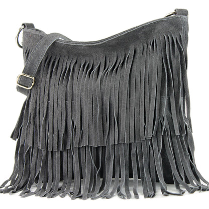 modamoda de T125 Damen Leder Wildleder Schultertasche Umhängetasche handmade in Italy