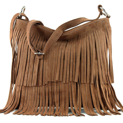 modamoda de T125 Damen Leder Wildleder Schultertasche Umhängetasche handmade in Italy