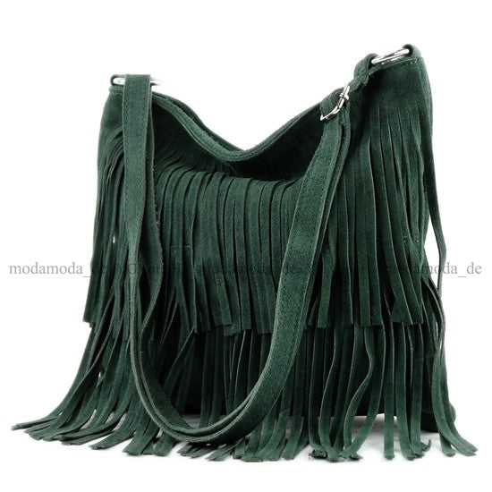 modamoda de T125 Damen Leder Wildleder Schultertasche Umhängetasche handmade in Italy