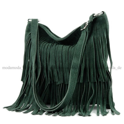 modamoda de T125 Damen Leder Wildleder Schultertasche Umhängetasche handmade in Italy
